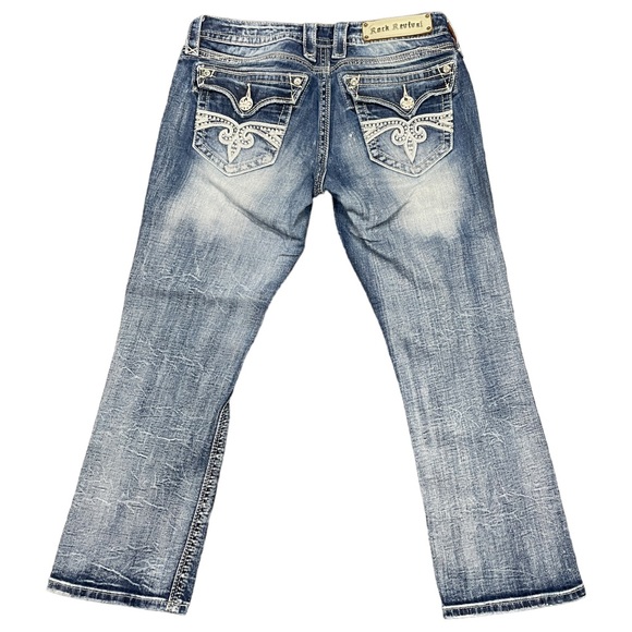 ROCK REVIVAL Sora Capris Womens 27 Flap Pocket Bling 24" Inseam Low Rise - Picture 2 of 15